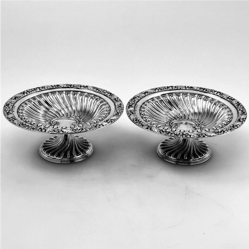 1 - A FANTASTIC PAIR OF LATE 19TH CENTURY IRISH SILVER TAZZA DISHES, Dublin, date letter for 1892, maker... 