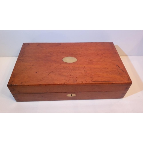 101 - A VERY GOOD 19TH CENTURY MAHOGANY GAMES BOX, which contains board games, chess and draughts pieces, ... 