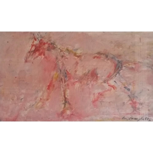 118 - CON CAMPBELL (IRISH, b. 1946), “OUR HORSE”, oil on board, signed lower right, 38cm x 54.5cm approx. ... 