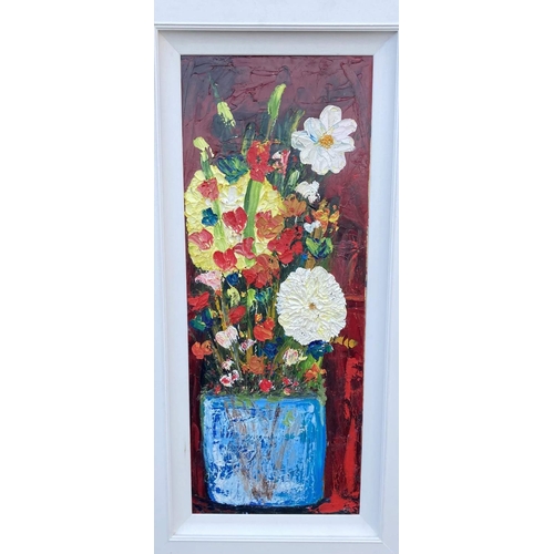 119 - KEN BULLOCK, (IRISH 20TH CENTURY), STILL LIFE, oil on canvas, signed verso, 42 x 20 inches approx. f... 