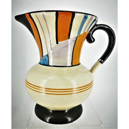 125 - AN ART DECO JUG, hand painted, stamped Made in England, and numbered to base