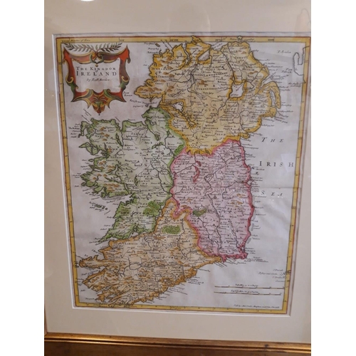 139 - A 17TH CENTURY HAND COLOURED MAP, showing The Kingdom of Ireland, by Robert Morden, circa 1695, 55cm... 