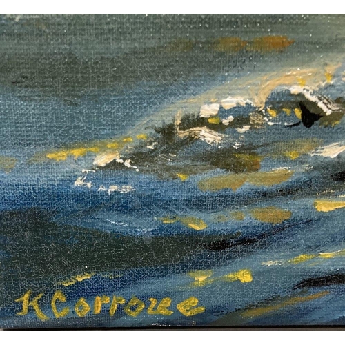 144 - KEVIN CORROUE, SAILING TO SKIBBEREEN, oil on canvas, signed lower left, 15 x 15 inches frame approx.