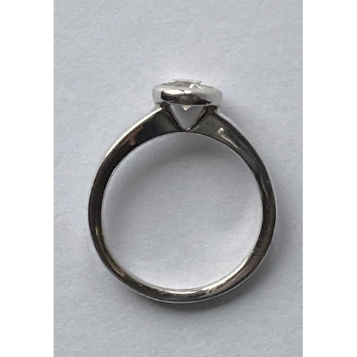 155 - A PLATINUM RUB OVER DIAMOND SOLITAIRE RING, total diamond weight: .65cts, colour G, clarity VS1, rin... 