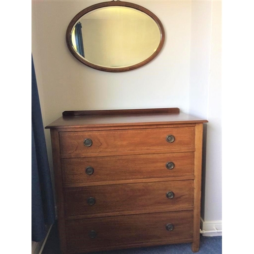 170 - AN EARLY 20TH CENTURY GOOD QUALITY INLAID 4 DRAWER CHEST, with pull ring handles, in good/fair condi... 