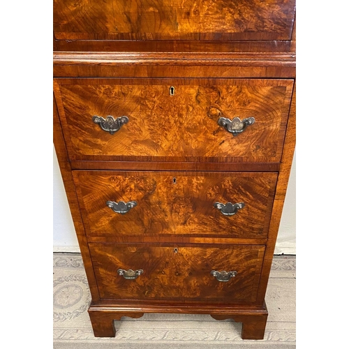 19 - A FINE WALNUT CHEST ON CHEST, of neat proportions, 2 over 3 drawers to the top, and 3 drawers to the... 