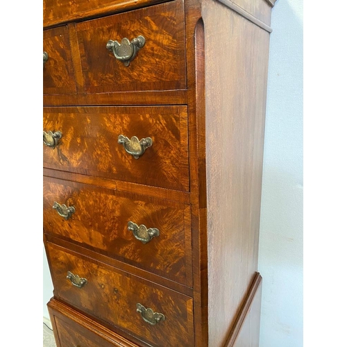 19 - A FINE WALNUT CHEST ON CHEST, of neat proportions, 2 over 3 drawers to the top, and 3 drawers to the... 