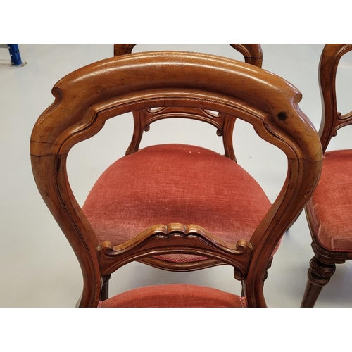 190 - A SET OF 6 GOOD QUALITY VICTORIAN 19TH CENTURY MAHOGANY DINING CHAIRS, each with balloon back with s... 