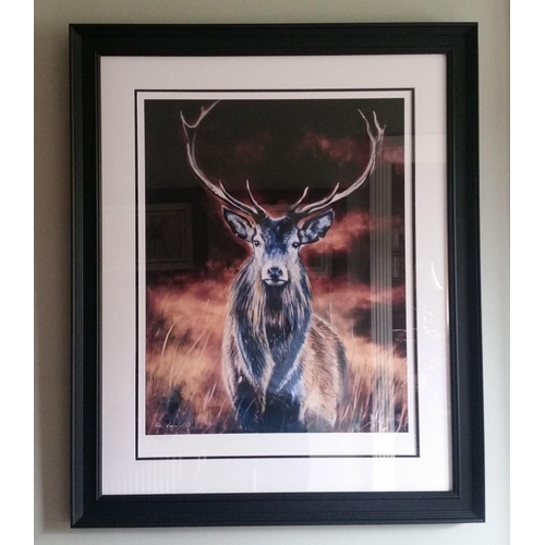 196 - CON CAMPBELL (IRISH, b. 1946), “STAG”, coloured print reproduction, limited edition 22/79, signed lo... 