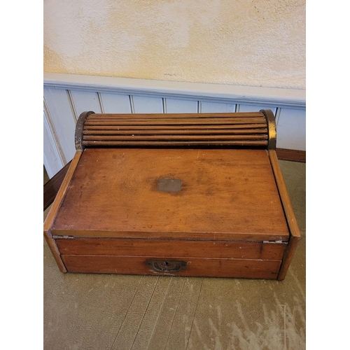 203 - A MAHOGANY TRAVELLING WRITING SLOPE / BOX, along with a globe circa 1970s.