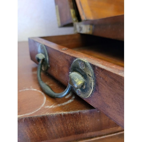 208 - A GOOD VICTORIAN MAHGOANY BRASS BOUND WRITING BOX, with handles to the side, hinged lid opens to rev... 