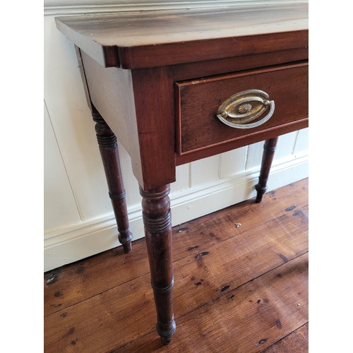 228 - A NEATLY SIZED 19TH CENTURY MAHOGANY OCCASIONAL TABLE, with single frieze drawer, with cock-beaded t... 