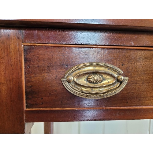 228 - A NEATLY SIZED 19TH CENTURY MAHOGANY OCCASIONAL TABLE, with single frieze drawer, with cock-beaded t... 