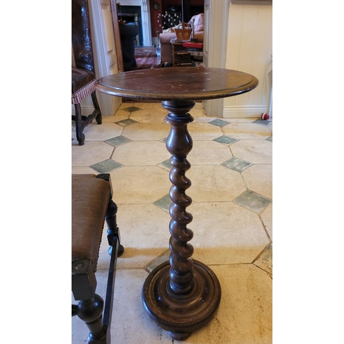 229 - A MIXED LOT: includes: (i) AN OCCASSIONAL / WINE TABLE, circular top raised on a barley twist column... 