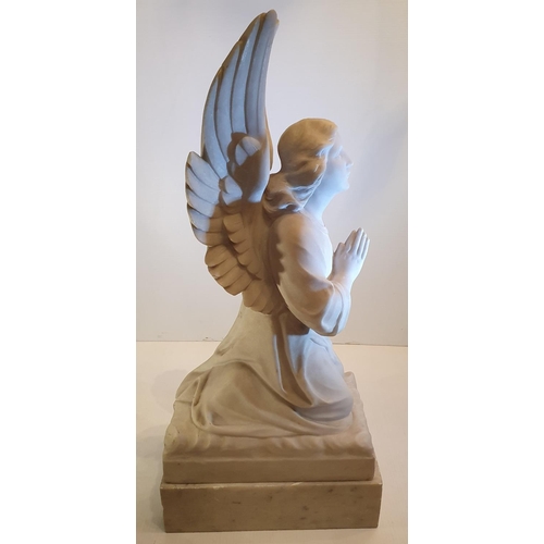 234 - AN EXTREMELY RARE PAIR OF 19TH CENTURY MARBLE STATUES, in the form of kneeling angels, 72.4cm tall x... 