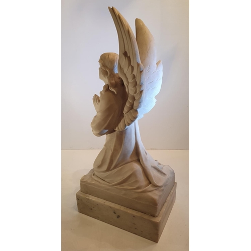 234 - AN EXTREMELY RARE PAIR OF 19TH CENTURY MARBLE STATUES, in the form of kneeling angels, 72.4cm tall x... 