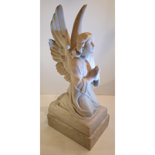 234 - AN EXTREMELY RARE PAIR OF 19TH CENTURY MARBLE STATUES, in the form of kneeling angels, 72.4cm tall x... 