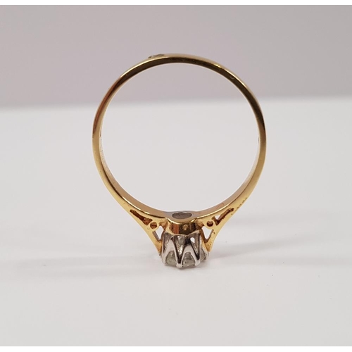 55 - AN ELEGANT 18CT YELLOW GOLD SOLITAIRE DIAMOND RING, stamped 50 DTS (1/2 Carat Diamond)