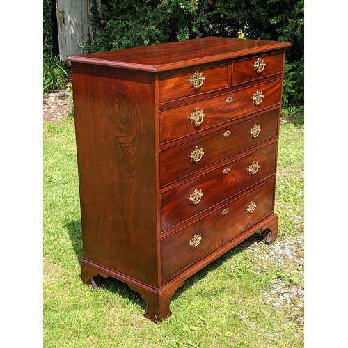 7 - A VERY FINE GEORGE III MAHOGANY 6 DRAWER CHEST, circa 1780, with an arrangement of 2 over 4 drawers,... 