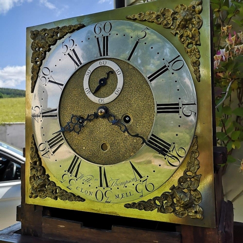 9 - A VERY FINE LATE 18TH CENTURY GEORGE III IRISH LONG CASE CLOCK, circa 1770, topped with an angular b... 