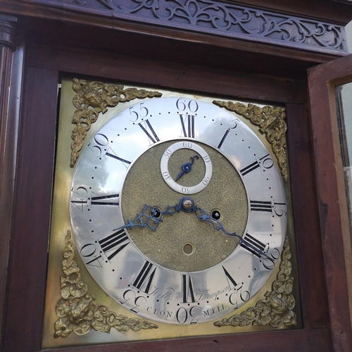 9 - A VERY FINE LATE 18TH CENTURY GEORGE III IRISH LONG CASE CLOCK, circa 1770, topped with an angular b... 