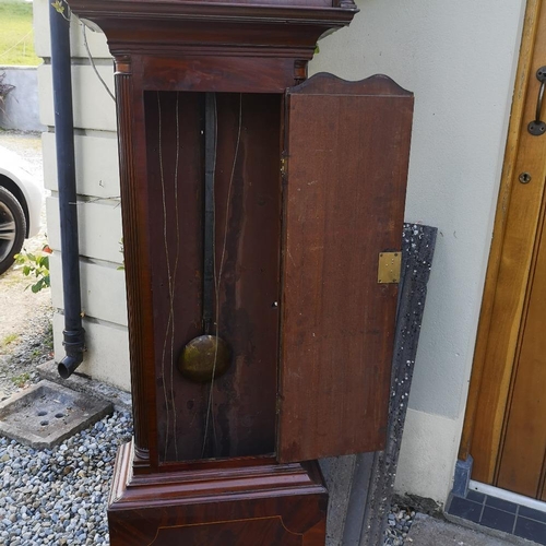 9 - A VERY FINE LATE 18TH CENTURY GEORGE III IRISH LONG CASE CLOCK, circa 1770, topped with an angular b... 