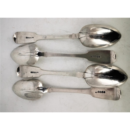 116 - A FINE SET OF EARLY 19TH CENTURY IRISH SILVER TABLE SPOONS, each with a date letter of Q for 1836. M... 