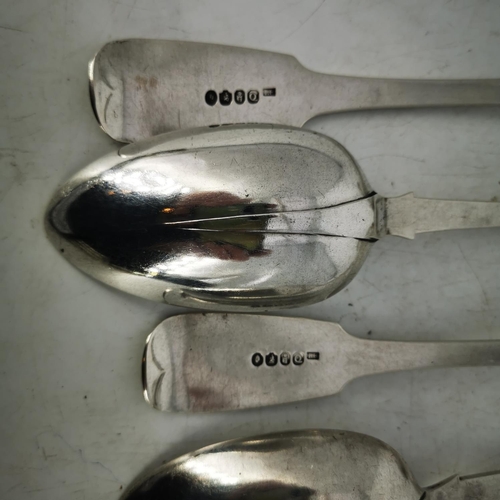 116 - A FINE SET OF EARLY 19TH CENTURY IRISH SILVER TABLE SPOONS, each with a date letter of Q for 1836. M... 