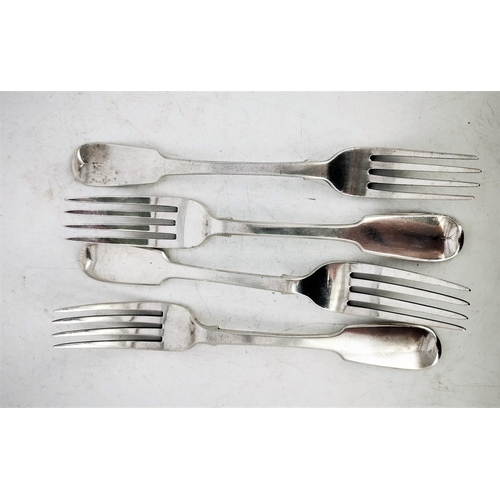 117 - FOUR FINE & HEAVY IRISH SILVER FORKS, (i – iii) with maker’s mark of PW for Philip Weekes, Dublin, d... 