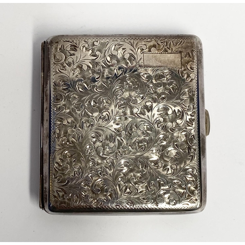 120 - TWO CIGARETTE CASES; (i) A STERLING SILVER ENGRAVED CIGARETTE CASE, floral engraving to front and ba... 