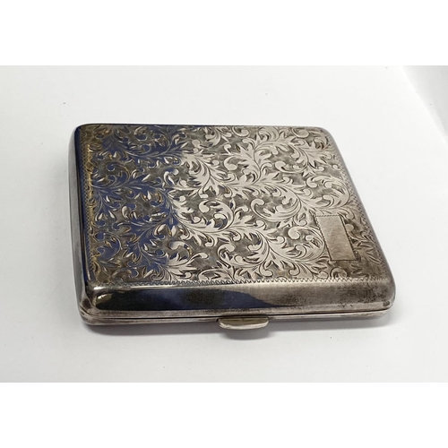 120 - TWO CIGARETTE CASES; (i) A STERLING SILVER ENGRAVED CIGARETTE CASE, floral engraving to front and ba... 