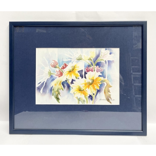 142 - BARBARA BARRETT (Irish, 20th Century), “SUNFLOWERS”, watercolour on paper, signed lower right, frame... 