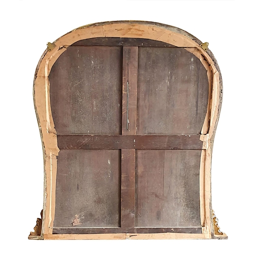 15 - A 19TH CENTURY ARCH TOPPED HOURGLASS SHAPED OVERMANTLE / WALL MIRROR, a wonderfully shaped gilt wall... 