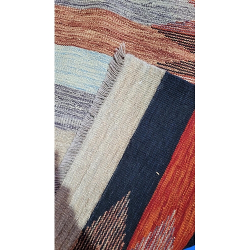 152 - A VIBRANT AFGHAN KILIM FLOOR RUG, coloured with natural vegetable dyes, in excellent condition. Dime... 