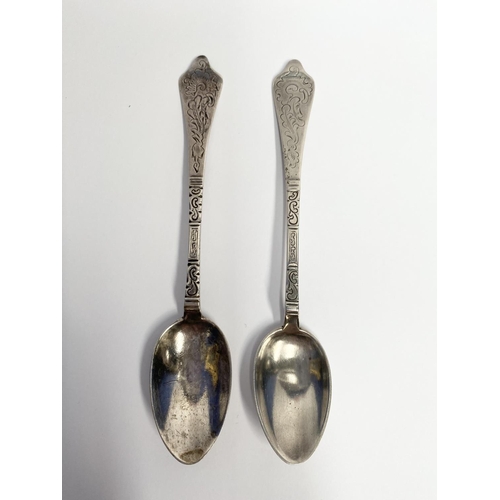 159 - MIXED LOT OF SPOONS; includes; (i) A PAIR OF STERLING SILVER SPOONS, marked sterling 925, with eleph... 