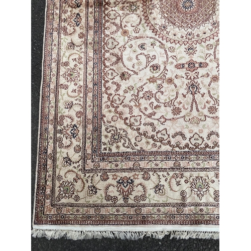 165 - A HAND KNOTTED MONGOLIAN SILK PILE RUG, circa 1960s, with a knot density of around 130,000 knots per... 