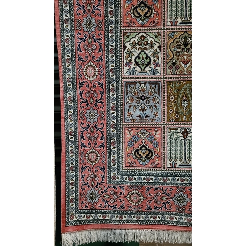 166 - A FINE PERSIAN SILK QUM RUG, Aliabad, Qum, hand woven over twelve months on a hand loom by Aliabad T... 