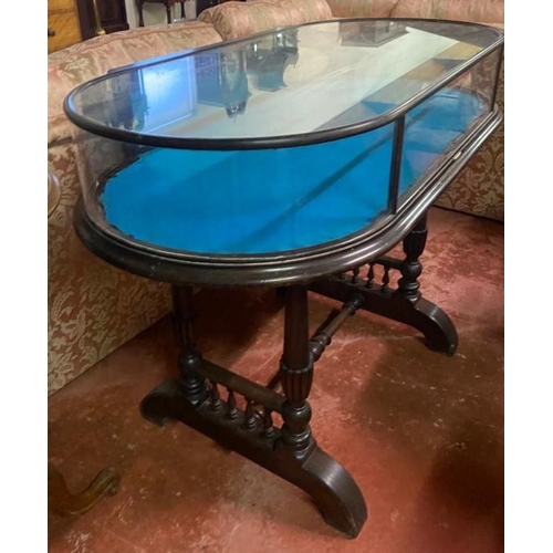 175 - A FREDERICK SAGE & CO STADIUM DISPLAY CABINET, this piece is a fine example of balancing elegance an... 