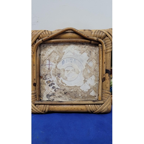 184 - A SET OF THREE FRAMED LATE 19TH CENTURY MAJOLICA TILES, two marked to the back with maker’s stamp: M... 