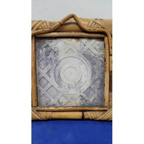 184 - A SET OF THREE FRAMED LATE 19TH CENTURY MAJOLICA TILES, two marked to the back with maker’s stamp: M... 