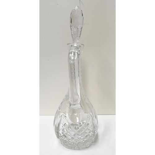 220 - A VERY FINE BELFAST CRYSTAL CLARET JUG, decorated with Harp design to front, star cut base, original... 