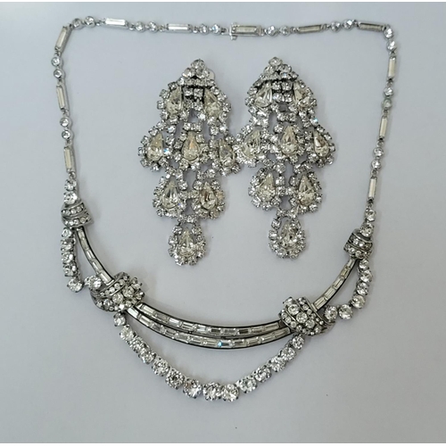 230 - A COLLECTION OF VINTAGE COSTUME JEWELLERY; includes; (i) A sparkling pair of faux diamond drop earri... 