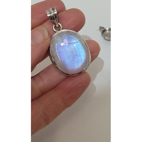 231 - A STERLING SILVER & OPAL PENDANT WITH MATCHING EARRLINGS, marked 925 to both earrings & pendant, len... 