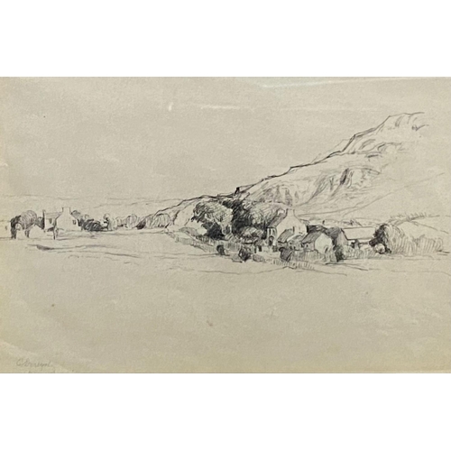 32 - DERMOD O’ BRIEN PRHA DL HON RA (Irish, 1865-1945), “BELOW JANIE’S CO. DONEGAL”, pencil on paper, ins... 