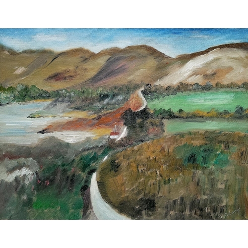 33 - TERRY DELANEY, (IRISH 20TH CENTURY), ROAD TO NOWHERE, oil on canvas, signed lower right, inscribed a... 