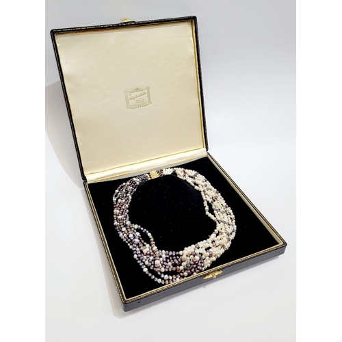 40 - A BEAUTIFUL & VERSATILE CASED PIECE OF JEWELLERY - A MULTI STRAND NATURAL PEARL KNOT NECKLACE, with ... 