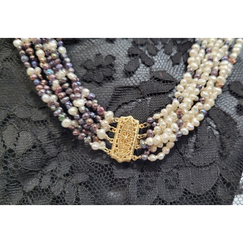 40 - A BEAUTIFUL & VERSATILE CASED PIECE OF JEWELLERY - A MULTI STRAND NATURAL PEARL KNOT NECKLACE, with ... 