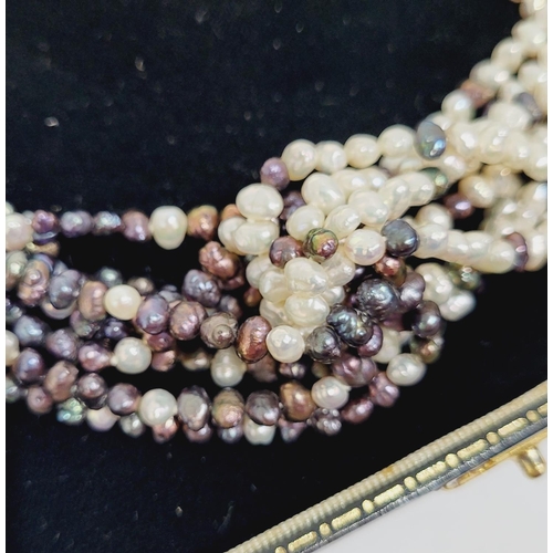 40 - A BEAUTIFUL & VERSATILE CASED PIECE OF JEWELLERY - A MULTI STRAND NATURAL PEARL KNOT NECKLACE, with ... 