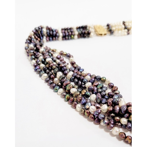 40 - A BEAUTIFUL & VERSATILE CASED PIECE OF JEWELLERY - A MULTI STRAND NATURAL PEARL KNOT NECKLACE, with ... 