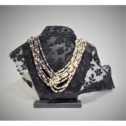 40 - A BEAUTIFUL & VERSATILE CASED PIECE OF JEWELLERY - A MULTI STRAND NATURAL PEARL KNOT NECKLACE, with ... 